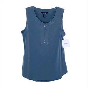 NWT Ellen Tracy | Gray Sleeveless Shell Tank Top Blouse Zipper Accent